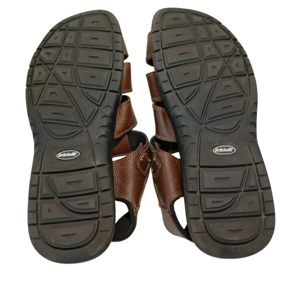 Dr. Scholls Mens Camden Brown Leather Sandals Open-Toe Comfort Fit Size 13M